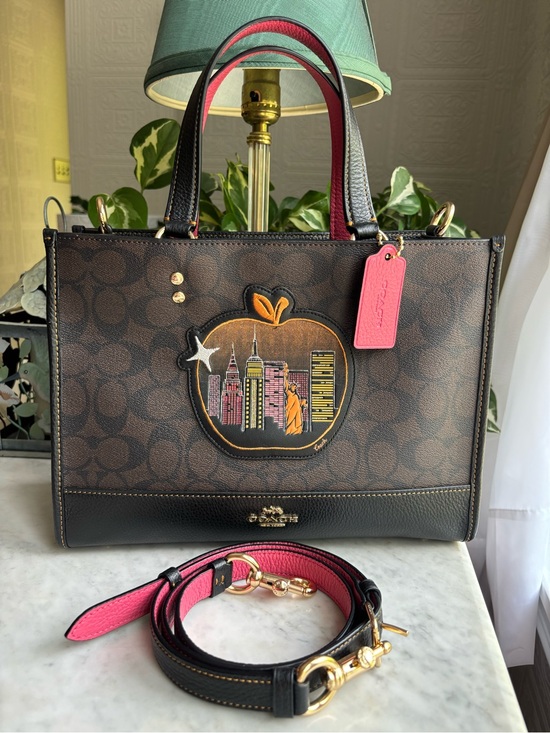 Coach Handbags - Coach Brown Signature NYC Skyline Apple Patch